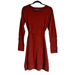 Prana Long Sleeve Dress in Rust Red